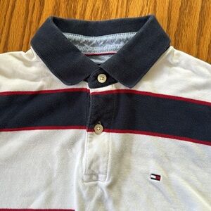 Tommy Hilfiger Men's Polo with Navy, White, and Red Stripes